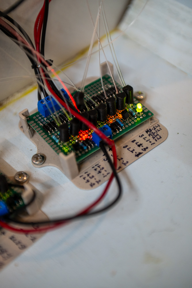 Logic board with light sources